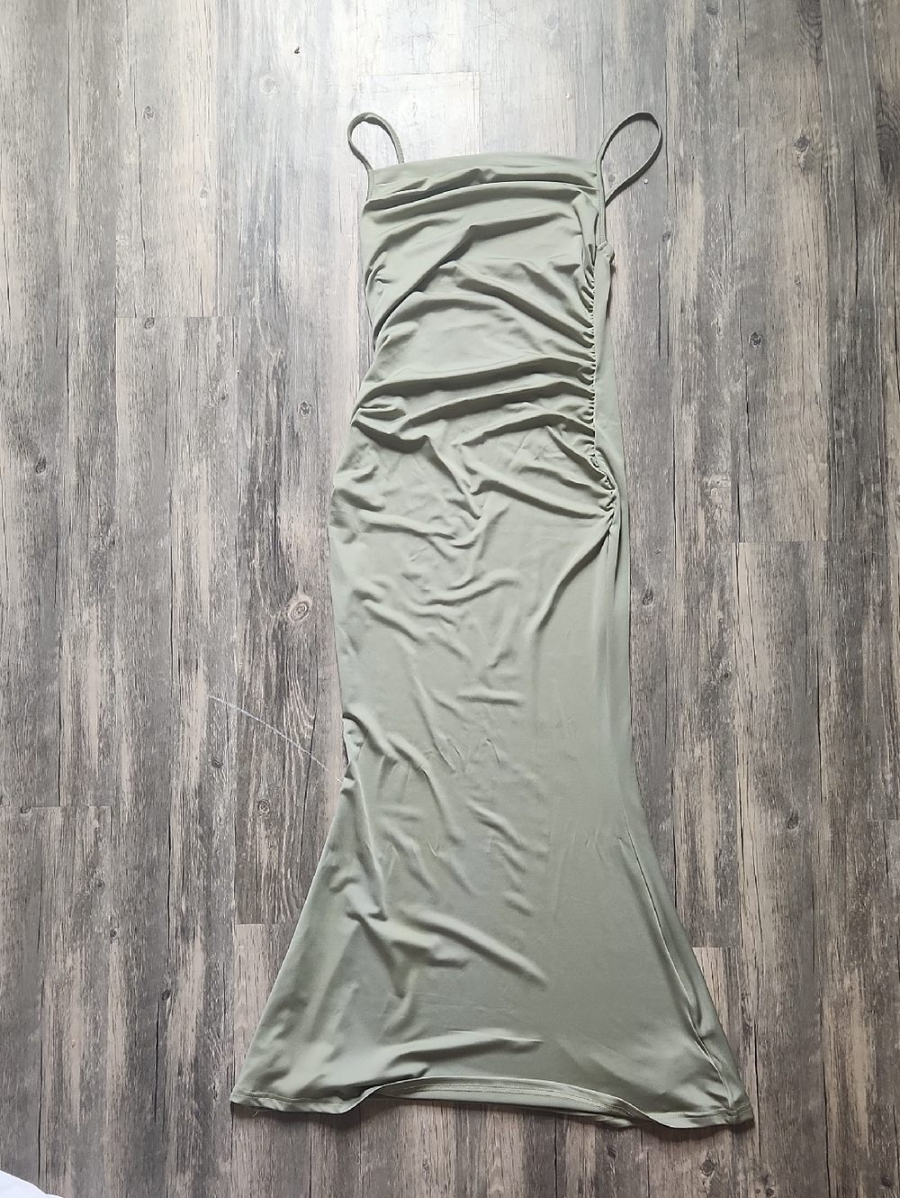 Sleek Sage Green Slip Dress with Side Ruching
